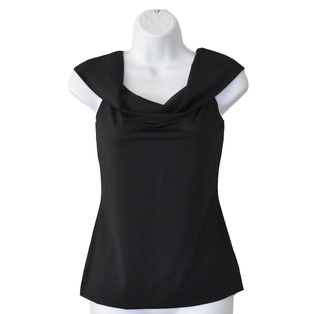 A6 Auth THEORY Sabrynna Off Shoulder Black Nylon Top Size M